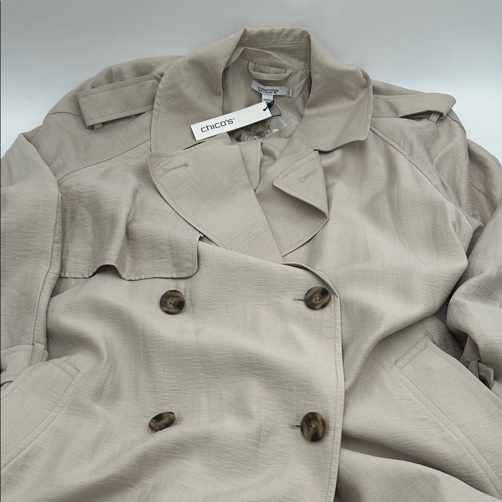 Chico's Light Beige Double-Breasted Trench Coat